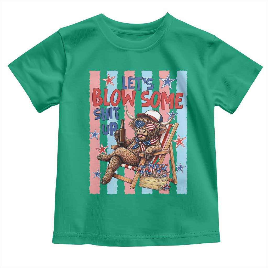 Funny Patriotic Highland Cow Toddler T Shirt 4th Of July Fireworks Celebration