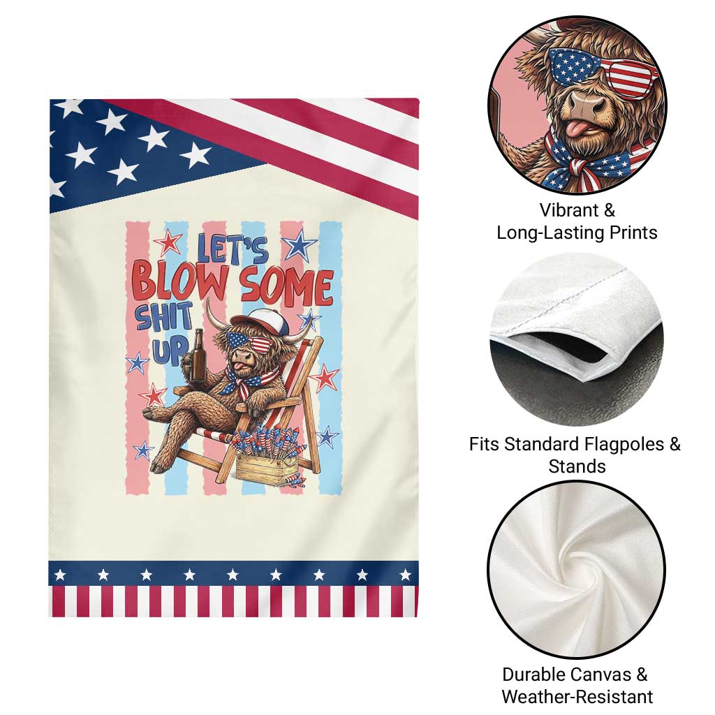 Funny Highland Cow Patriotic Garden Flag 4th Of July Fireworks Celebration TS12 Print Your Wear