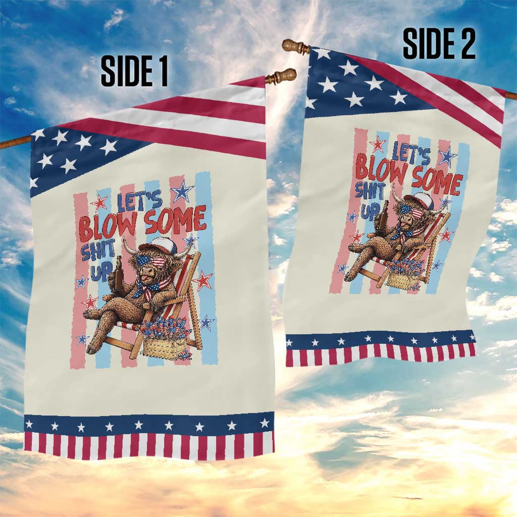 Funny Highland Cow Patriotic Garden Flag 4th Of July Fireworks Celebration TS12 Print Your Wear