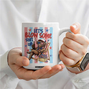 Funny Patriotic Highland Cow Coffee Mug 4th Of July Fireworks Celebration