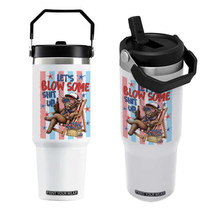 Funny Patriotic Highland Cow Flip Straw Tumbler 4th Of July Fireworks Celebration