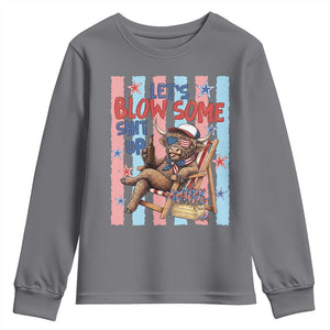 Funny Patriotic Highland Cow Youth Sweatshirt 4th Of July Fireworks Celebration