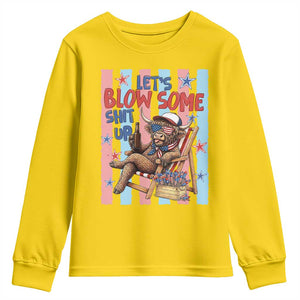 Funny Patriotic Highland Cow Youth Sweatshirt 4th Of July Fireworks Celebration