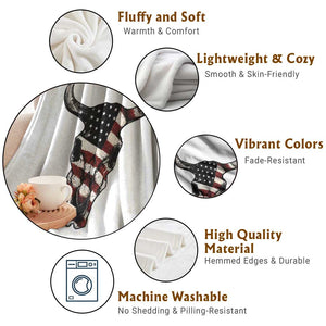 Vintage Western Cow Skull Usa Flag Throw Blanket Patriotic American Pride TS12 Print Your Wear