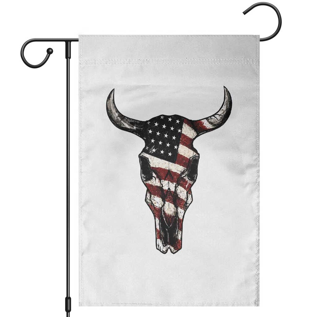 Vintage Western Cow Skull Usa Flag Garden Flag Patriotic American Pride TS12 White Print Your Wear