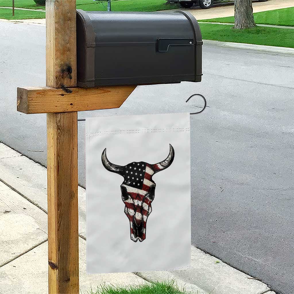 Vintage Western Cow Skull Usa Flag Garden Flag Patriotic American Pride