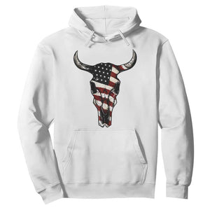 Vintage Western Cow Skull Usa Flag Hoodie Patriotic American Pride