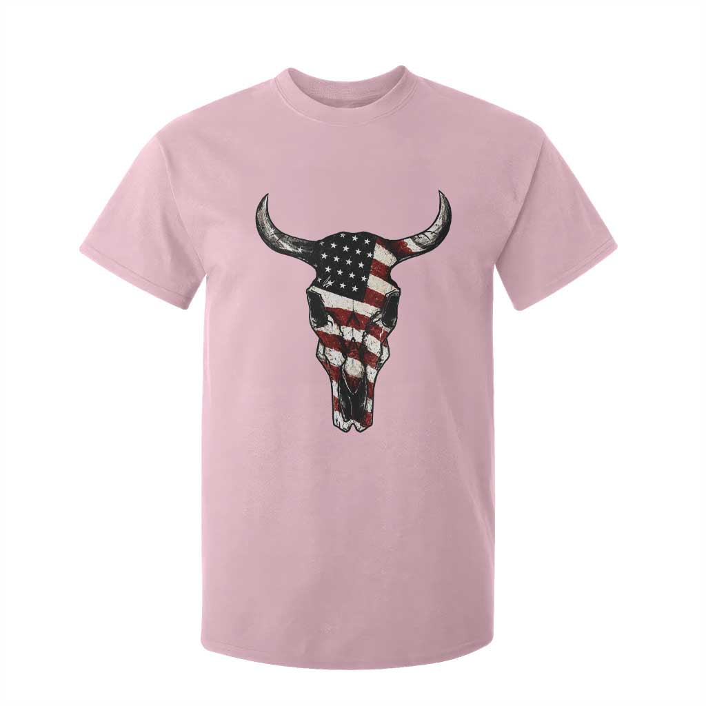 Vintage Western Cow Skull Usa Flag T Shirt For Kid Patriotic American Pride