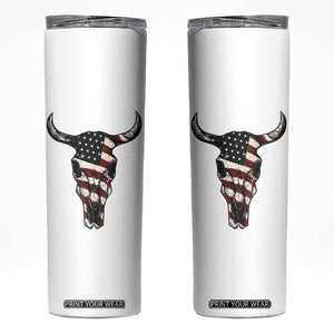 Vintage Western Cow Skull Usa Flag Skinny Tumbler Patriotic American Pride TS12 White Print Your Wear