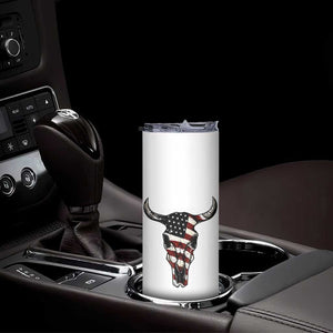 Vintage Western Cow Skull Usa Flag Skinny Tumbler Patriotic American Pride TS12 Print Your Wear