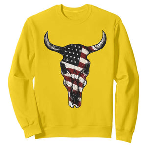 Vintage Western Cow Skull Usa Flag Sweatshirt Patriotic American Pride