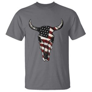 Vintage Western Cow Skull Usa Flag T Shirt Patriotic American Pride