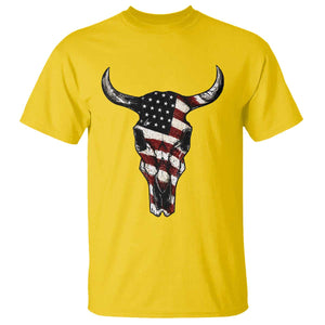 Vintage Western Cow Skull Usa Flag T Shirt Patriotic American Pride