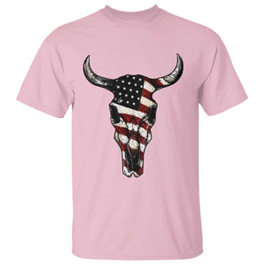 Vintage Western Cow Skull Usa Flag T Shirt Patriotic American Pride