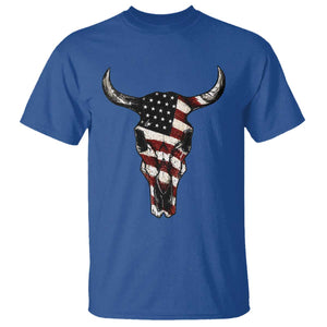 Vintage Western Cow Skull Usa Flag T Shirt Patriotic American Pride