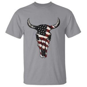 Vintage Western Cow Skull Usa Flag T Shirt Patriotic American Pride