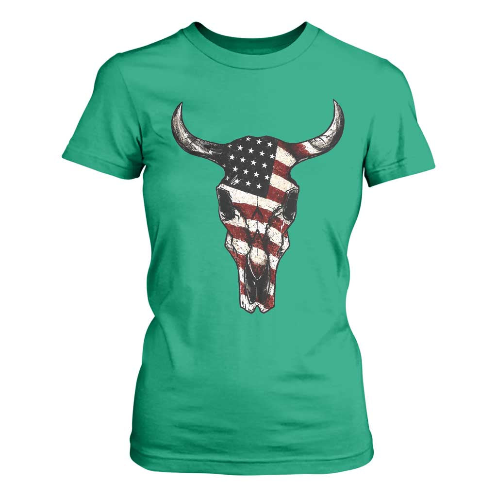 Vintage Western Cow Skull Usa Flag T Shirt For Women Patriotic American Pride TS12 Irish Green Print Your Wear