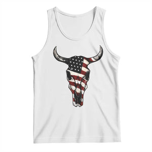 Vintage Western Cow Skull Usa Flag Tank Top Patriotic American Pride