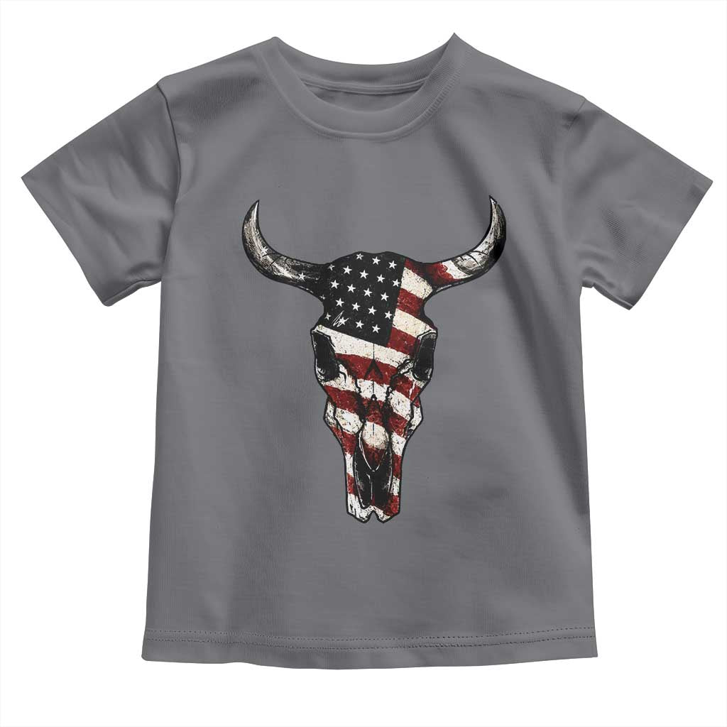 Vintage Western Cow Skull Usa Flag Toddler T Shirt Patriotic American Pride