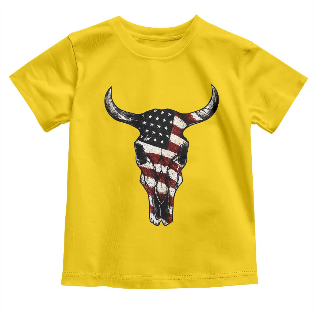 Vintage Western Cow Skull Usa Flag Toddler T Shirt Patriotic American Pride