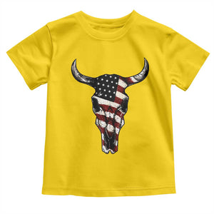 Vintage Western Cow Skull Usa Flag Toddler T Shirt Patriotic American Pride