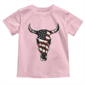 Vintage Western Cow Skull Usa Flag Toddler T Shirt Patriotic American Pride
