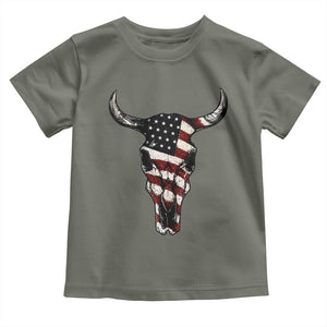 Vintage Western Cow Skull Usa Flag Toddler T Shirt Patriotic American Pride