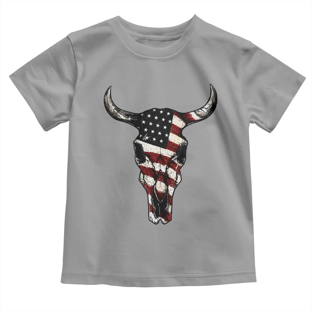 Vintage Western Cow Skull Usa Flag Toddler T Shirt Patriotic American Pride