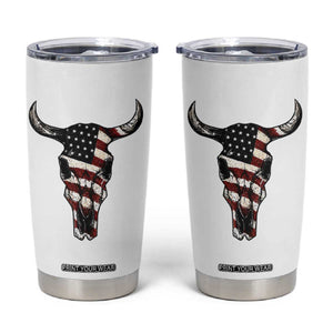 Vintage Western Cow Skull Usa Flag Tumbler Cup Patriotic American Pride