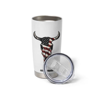 Vintage Western Cow Skull Usa Flag Tumbler Cup Patriotic American Pride
