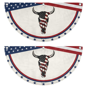 Vintage Western Cow Skull Usa Flag Patriotic Fan Flag American Pride