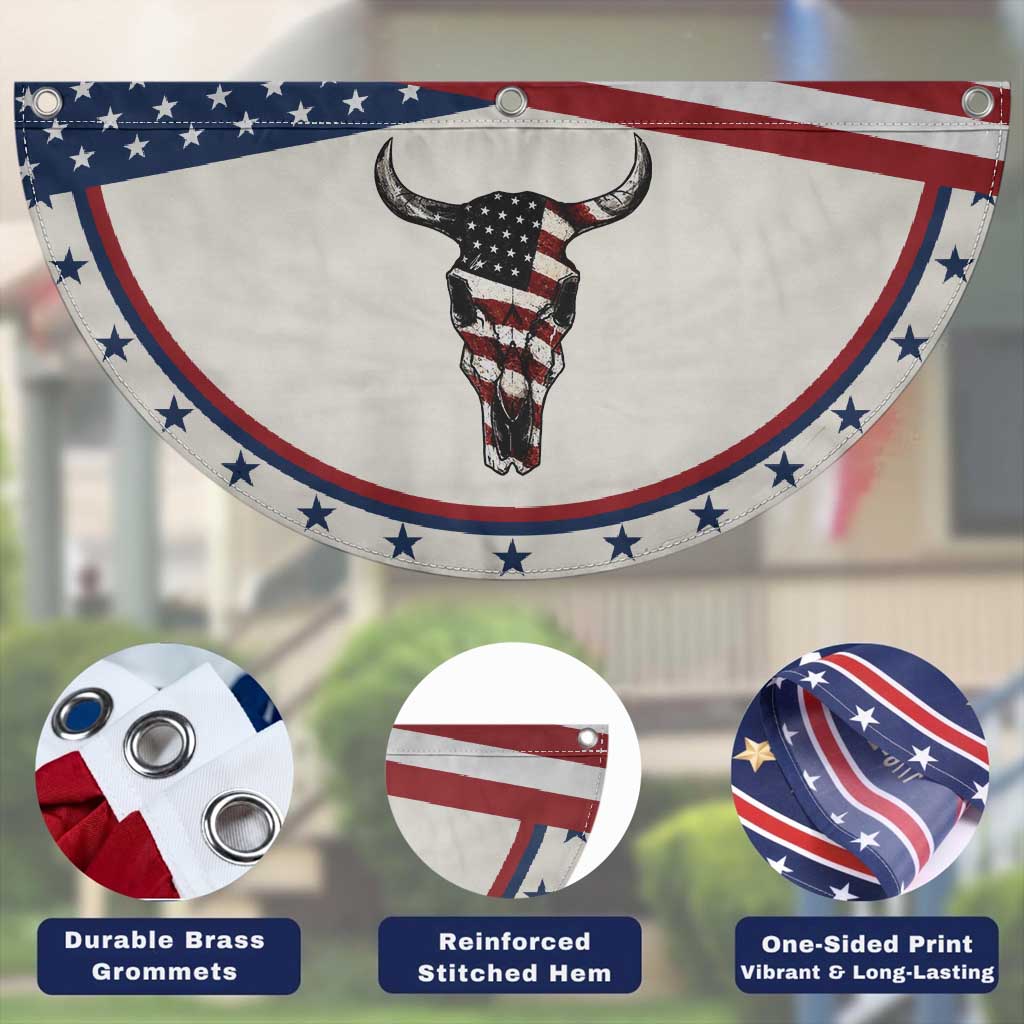 Vintage Western Cow Skull Usa Flag Patriotic Fan Flag American Pride