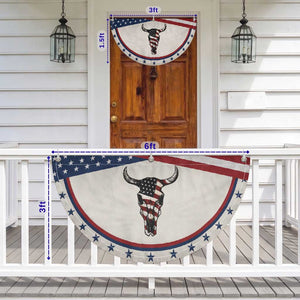 Vintage Western Cow Skull Usa Flag Patriotic Fan Flag American Pride