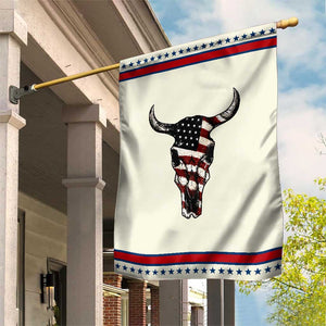 Vintage Western Cow Skull Usa Flag Patriotic Garden Flag American Pride