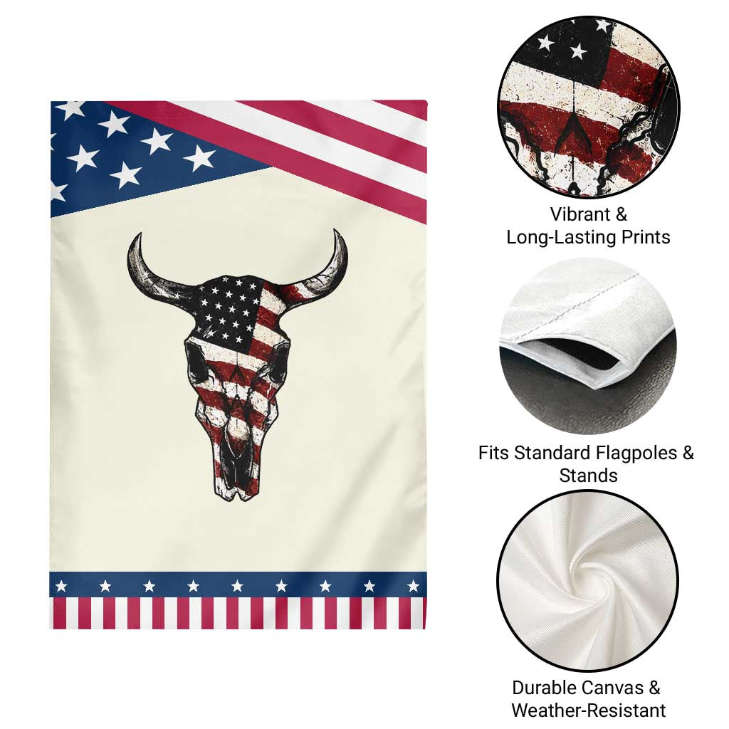 Vintage Western Cow Skull Usa Flag Patriotic Garden Flag American Pride