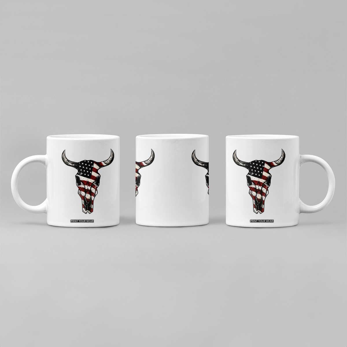 Vintage Western Cow Skull Usa Flag Coffee Mug Patriotic American Pride TS12 Print Your Wear