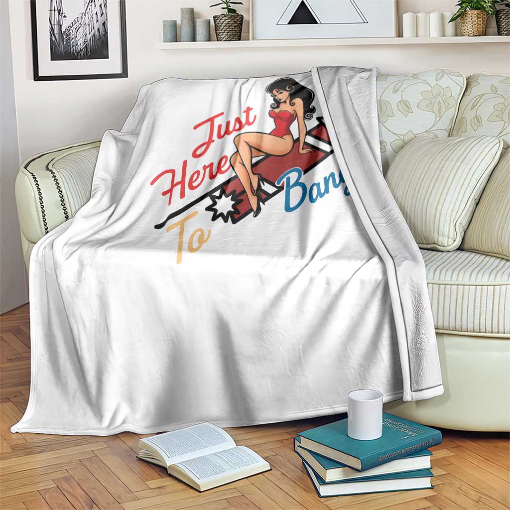 Funny Patriotic Pin Up Girl Firework USA Gift Throw Blanket Just Here To Bang TS12 Print Your Wear