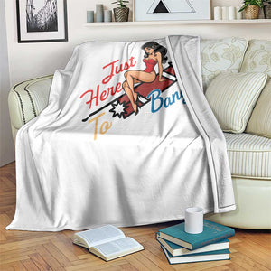 Funny Patriotic Pin Up Girl Firework USA Gift Throw Blanket Just Here To Bang TS12 Print Your Wear