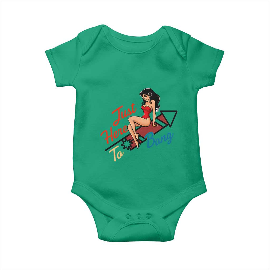 Funny Patriotic Pin Up Girl Firework USA Gift Baby Onesie Just Here To Bang