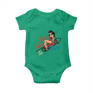 Funny Patriotic Pin Up Girl Firework USA Gift Baby Onesie Just Here To Bang
