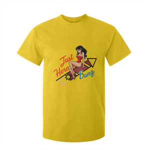 Funny Patriotic Pin Up Girl Firework USA Gift T Shirt For Kid Just Here To Bang