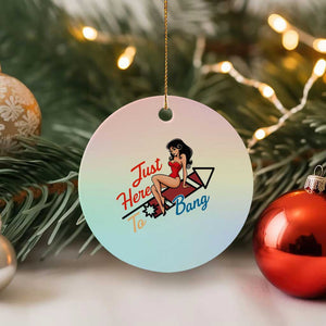 Funny Patriotic Pin Up Girl Firework USA Gift Ceramic Ornament Just Here To Bang
