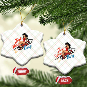 Funny Patriotic Pin Up Girl Firework USA Gift Ceramic Ornament Just Here To Bang