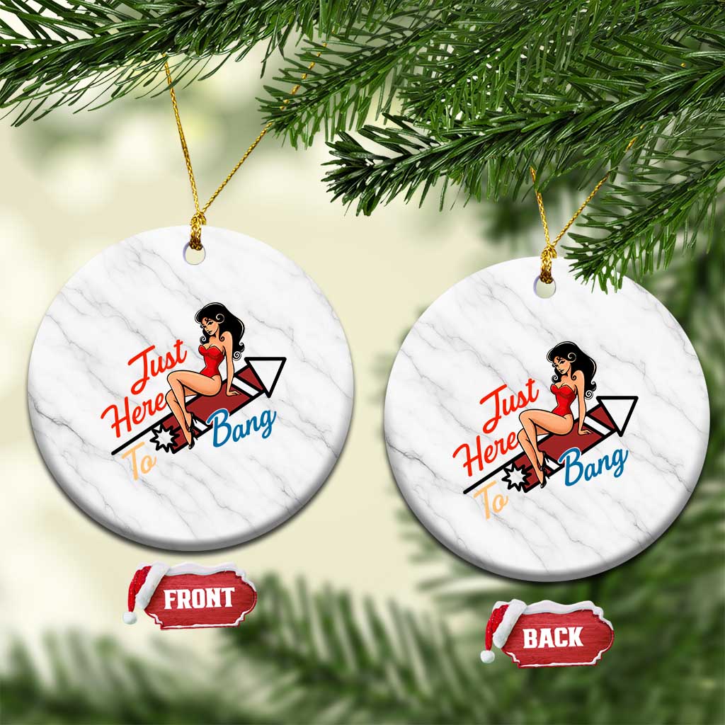 Funny Patriotic Pin Up Girl Firework USA Gift Ceramic Ornament Just Here To Bang TS12 1pc White Marble Print Your Wear