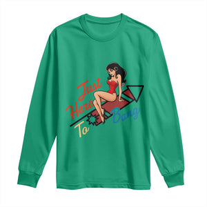 Funny Patriotic Pin Up Girl Firework USA Gift Long Sleeve Shirt Just Here To Bang