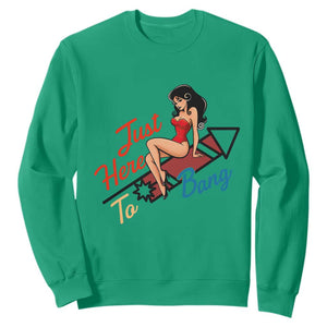 Funny Patriotic Pin Up Girl Firework USA Gift Sweatshirt Just Here To Bang TS12 Irish Green Print Your Wear
