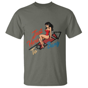 Funny Patriotic Pin Up Girl Firework USA Gift T Shirt Just Here To Bang