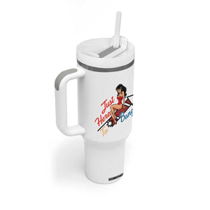Funny Patriotic Pin Up Girl Firework USA Gift Tumbler With Handle Just Here To Bang