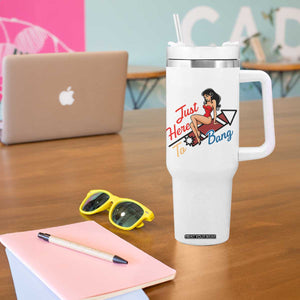 Funny Patriotic Pin Up Girl Firework USA Gift Tumbler With Handle Just Here To Bang