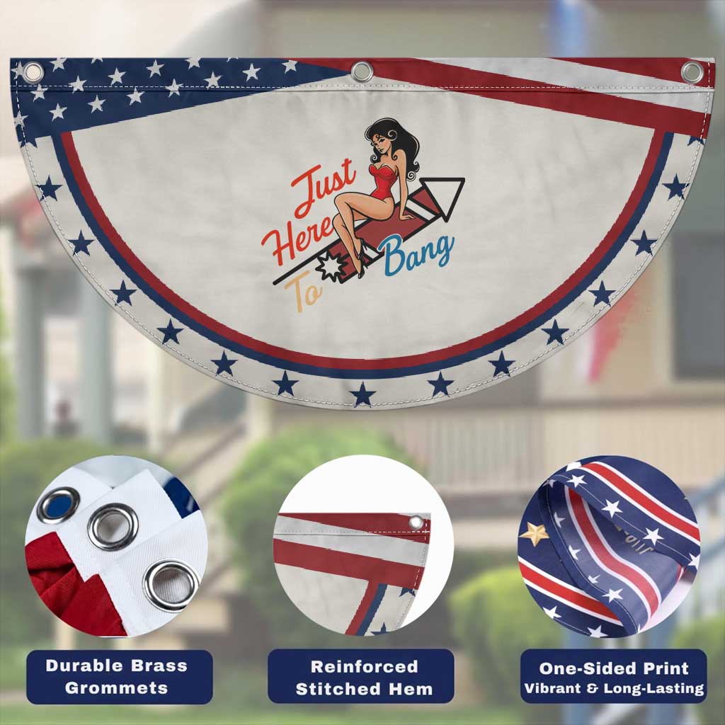 Funny Pin Up Girl Firework USA Gift Patriotic Fan Flag Just Here To Bang